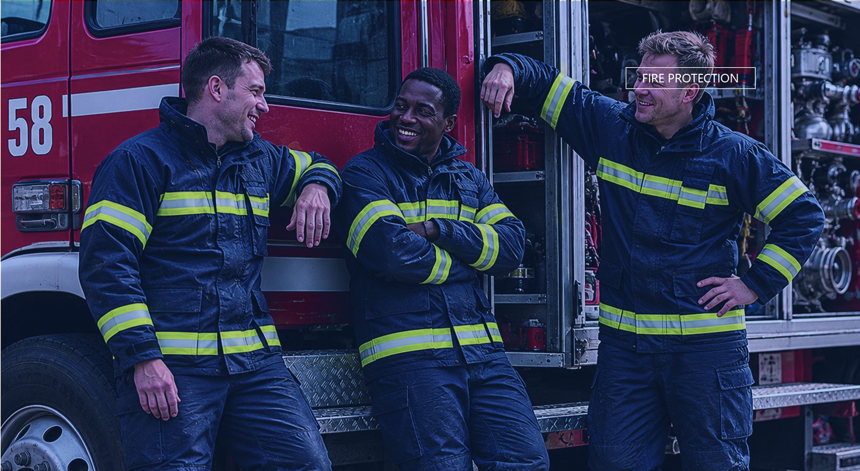 Firefighters in protective clothing