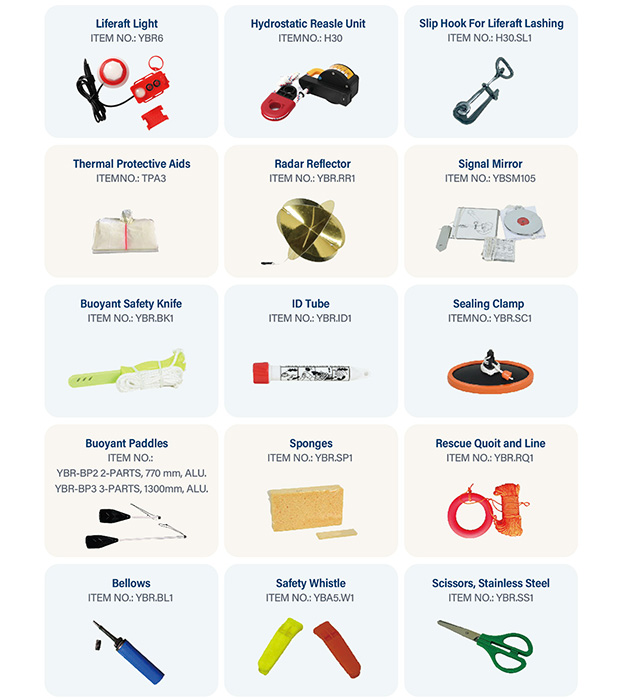 Pack range Liferaft Emergency Pack Equipment